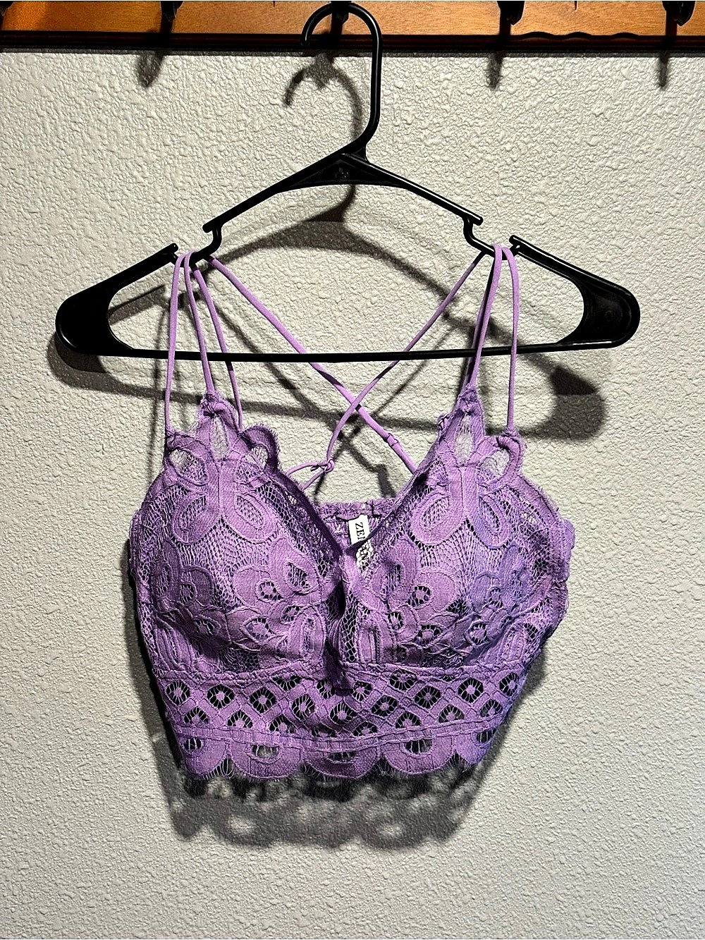 Zenana Lace Bralette in Purple Size Large NWT